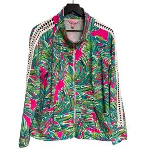 Lilly Pulitzer Brigantine Zip Up Jacket Raz Berry Shady Lady XL